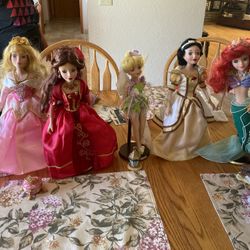 Disney Princess Brass Key 6 Dolls Together Or Separate 