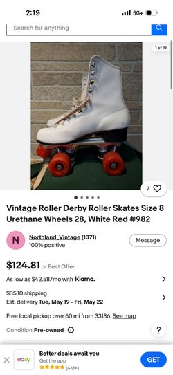 Vintage leather Derby Roller Skates Size 8 Leather