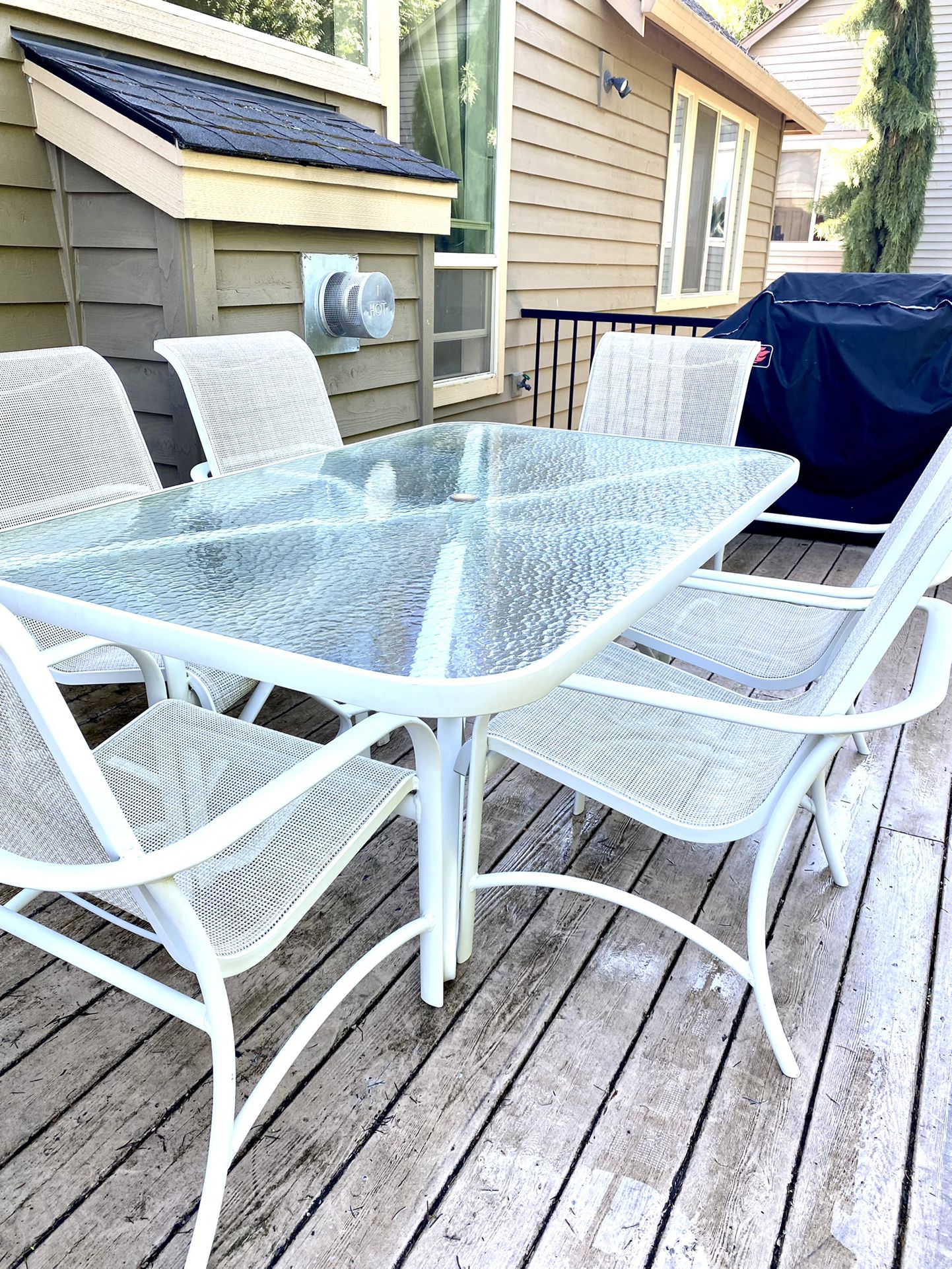 Large Metal Glass Patio Table 