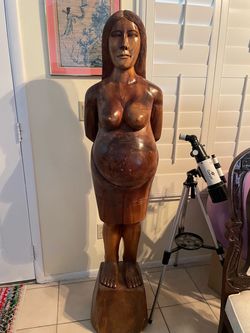 Hand-Carved Wooden Fertility Statue