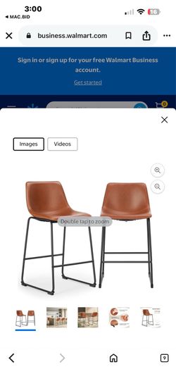 EDX Counter Height Bar Stools Set of 2 With Back and Footrest, Metal Frame, 26 inch, Brown