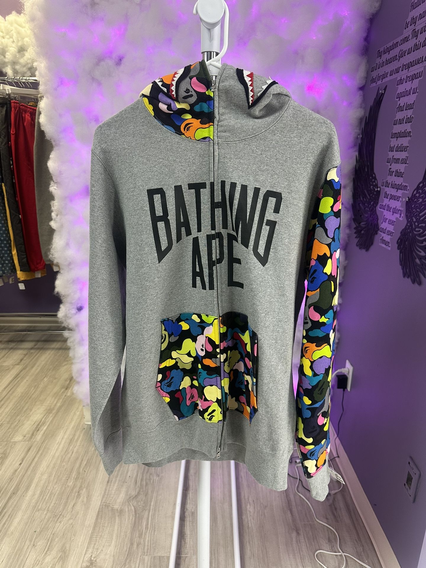 Bape Full Zip Hoodie Grey Multi Camo 