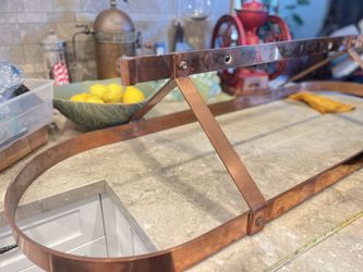 5 foot Williams Sonoma “Enclume” copper pot rack, beautiful