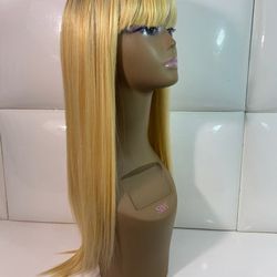 Honey Blonde Wig-synthetic Hair Dress Up Costume Cosplay $40 No Less- No Memos Peluca Rubio Dorado Nueva Com Flequillo 