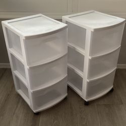 Plastic Storage Drawer Cart Medium Home Organization Storage Container 3 Drawers Removable Wheels