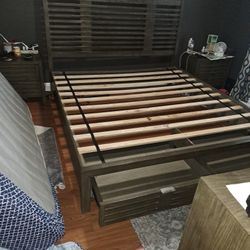 King Size Bed  With  Two  Drawers Under The Bed
