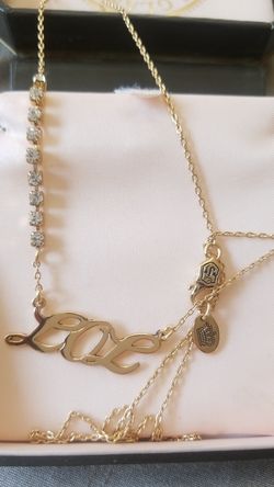 Juicy Couture Gold Plated LOL Rhinestone Necklace New In Box