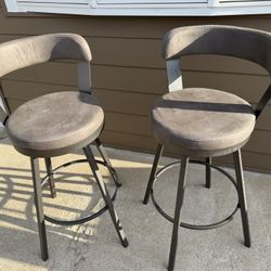 Faux Leather Bar Stool in Grey (Set of 2)