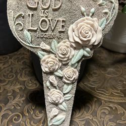 God is Love Heart Garden Plaque Decor .  Read description