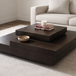 Modern Tiered Platform Coffee Table – Espresso Geometric Design