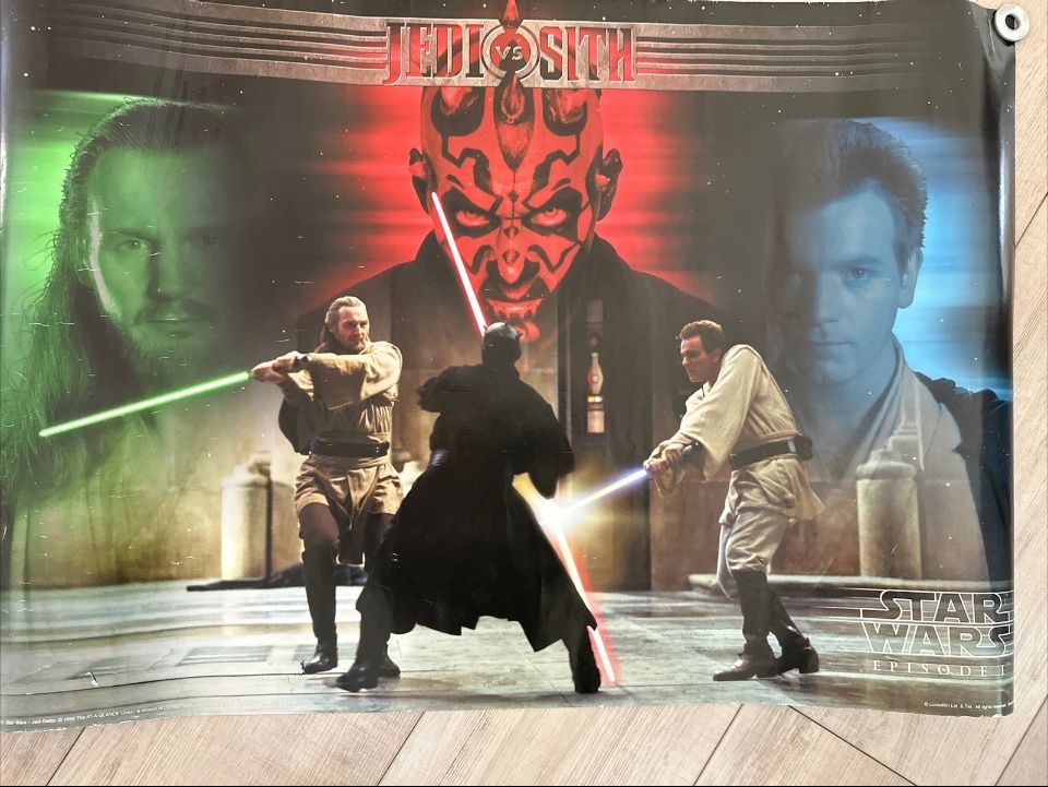 Vintage Star Wars Poster #1811 JEDI BATTLE (24x36) New Sealed 1999 RARE!NIP