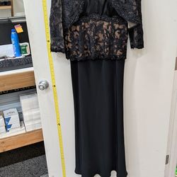 Montage Boutique Black Lace Embellished Evening Gown with Jacke sz12