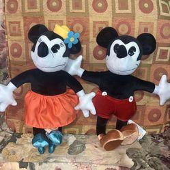 Disney Limited Edition Mickey And Minnie Retro Plush Dolls