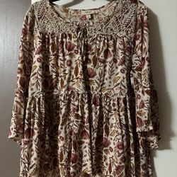 Beautiful Shirt - Style & Co. (from Macy’s) - Color:  Neutral Browns w Embroidered Top - Size XL