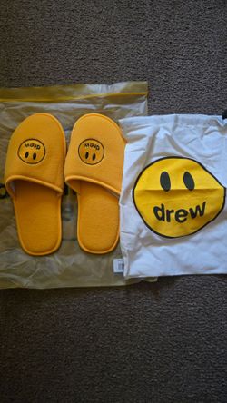 Drew House Yellow Smiley Slippers with Dust Bag