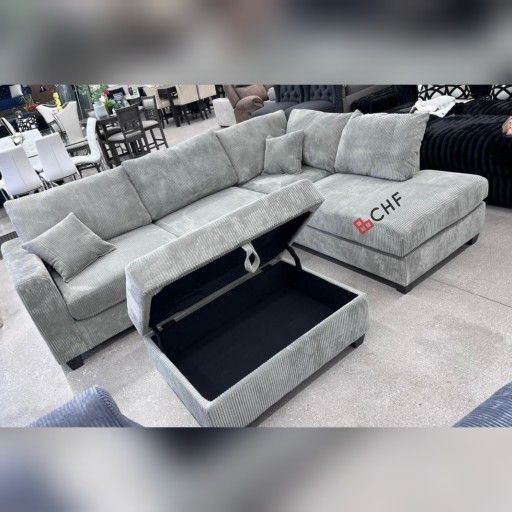 Thanksgiving Black Friday Corduroy Sectional Sofa With Ottoman // Limited Time Offer