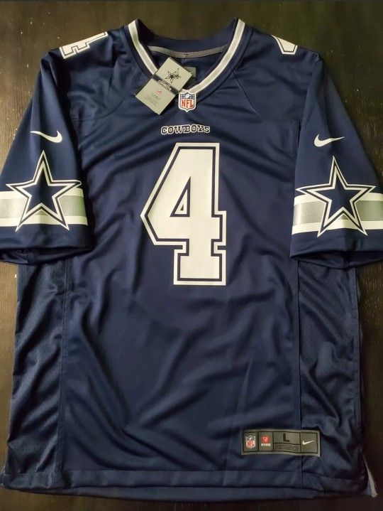 Authentic New Men's Dallas Cowboys Dak Prescott #4 Nike Navy Game Jersey Style 67NM-DCGH-7RF-2NA Sizes Medium, Large, XL, 2XL