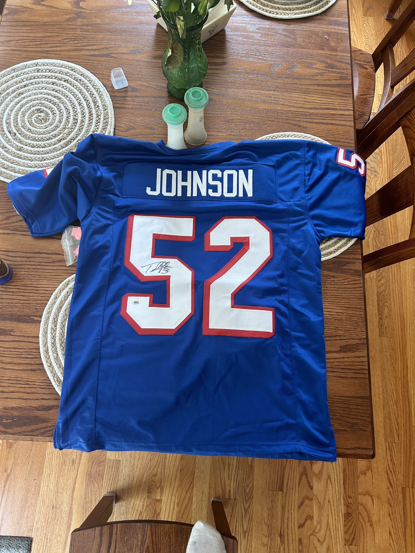 Signed Ted Johnson Patriots Jersey