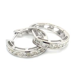 14k White Gold Diamond Earrings 2 Piece Hoops .5ctw 136743 12