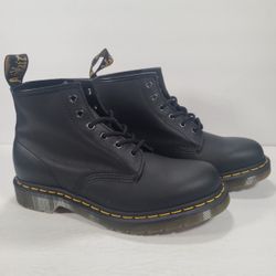 Dr. Martens Black 101 Yellow Stitch Smooth Leather Ankle Boots Women 10 Men 9