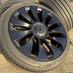 FREE DELIVERY 4x 20" WHEELS FITS TESLA Y Style 20x9.5 5x114.3 MATTE BLACK RIMS Hankook Tires