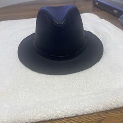 Wilsons Leather Black Wide Brim Adj Fedora Hat Western Men