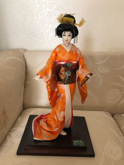 Japanese Nishi doll 18 inch height with stand and 9 inch wide - vintage