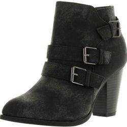 Womens Fashion Chunky Heel Buckled Strap Ankle Booties