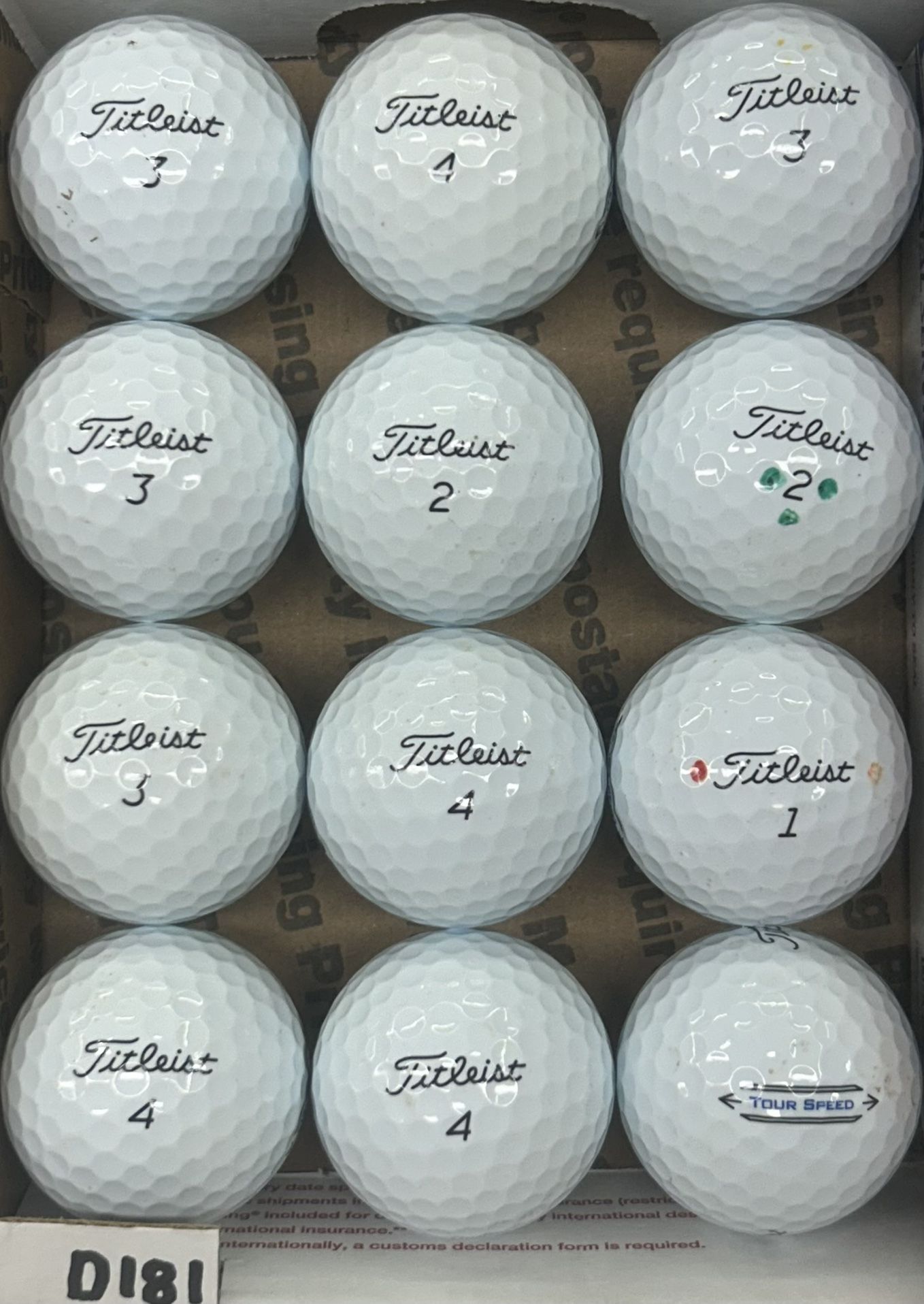 12 Titleist Tour Speed Golf Balls 5/4a Lot D181