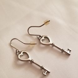 Sterling Silver Key Earrings 