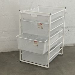 Elfa Classic Medium White Storage Cabinet W/Mesh Drawers