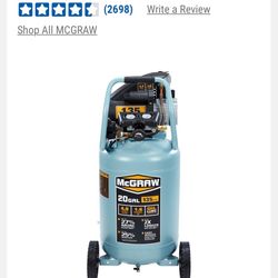 Brand New McGRAW 20 Gallon, 135 PSI Oil-Lube Vertical Air Compressor - Never Used!