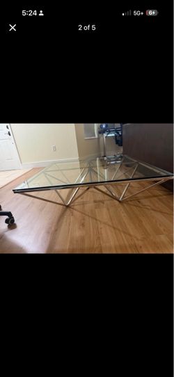 Glass Top Coffee Table with Chrome Base