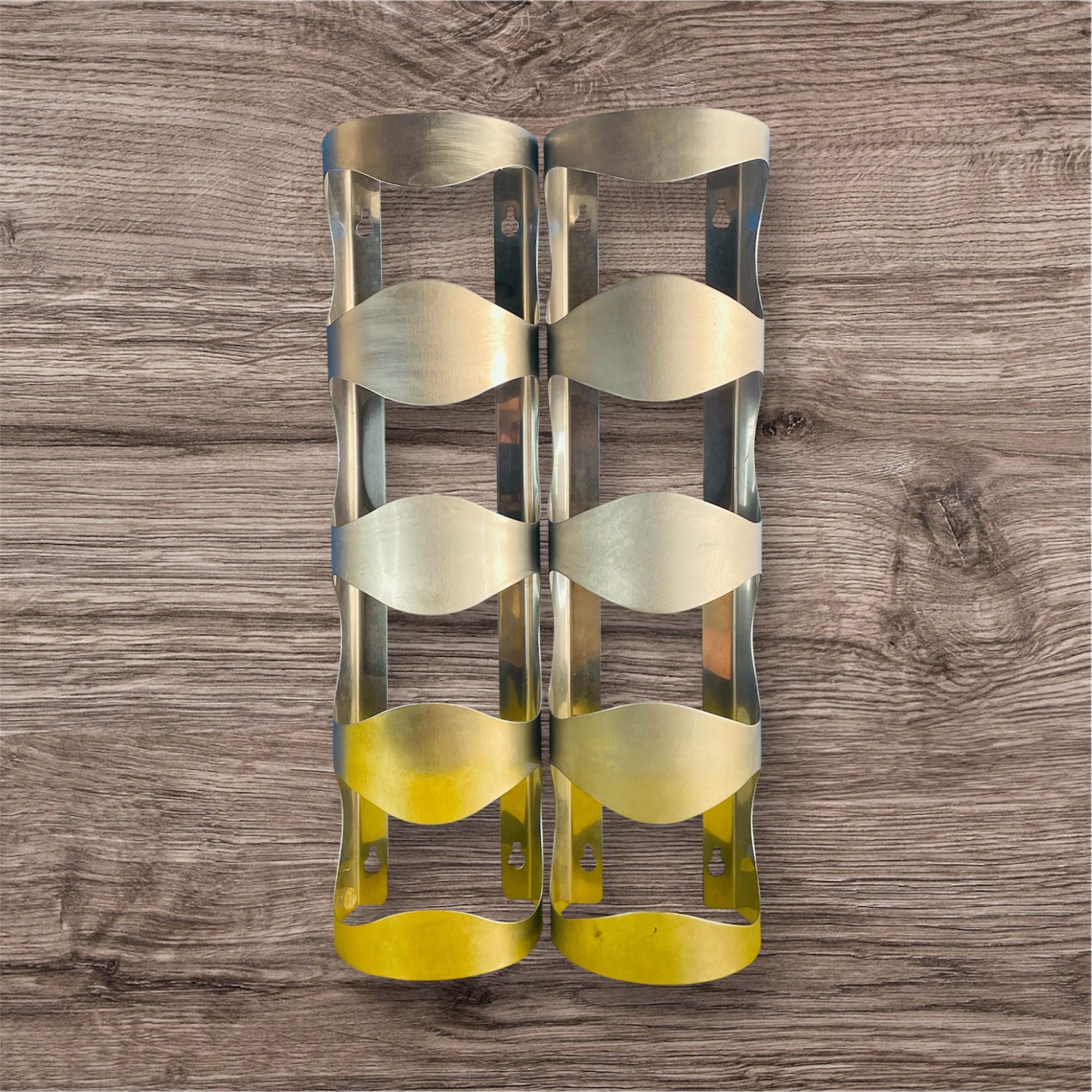 LOT X 2 IKEA VURM 21152 Wall Mount Shelf Stainless Steel Wine Rack Holds 4 Bottles 