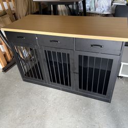 Large Black Dog Crate With 3 Drawers 