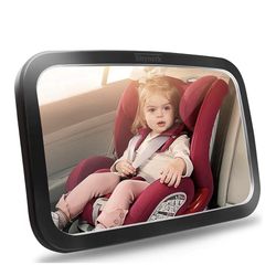 Car Mirror for Rear Facing Infant Baby Wide Clear View Shatterproof 360° Rotation New Condition