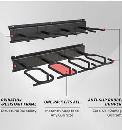 (B-60) Rack Wall Mount, Aluminium Alloy Gun Racks for Wall, Adjustable 4 Slot Indoor Gun Racks Securely Hold Shotguns Rifles Rack