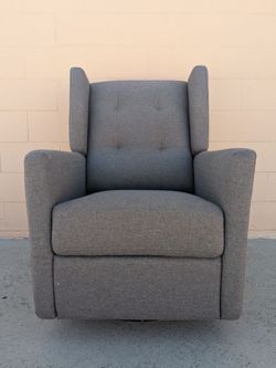 Gray Fabric Wingback Recliner Chair