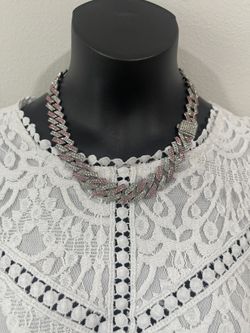 Choker Necklace Cuban CZ Fill in Brass