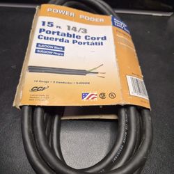 15 Foot 14/3 Power Cord with No Connector Ends. Brand New. Less than 50% Cost.