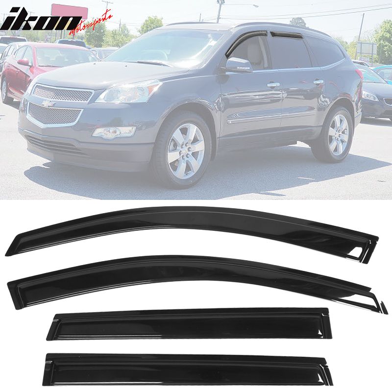 Fits 2009-2017 Chevrolet Traverse Acrylic 4PCS Window Visors Trim Vent Rain Guard