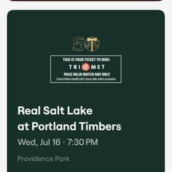 Timbers Versus Real Salt Lake, Wednesday, July 16, 7:30 Pm