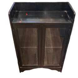 Vintage 36” Wood Glass Door Storage Cabinet Sideboard Bar Cabinet Display Shelf