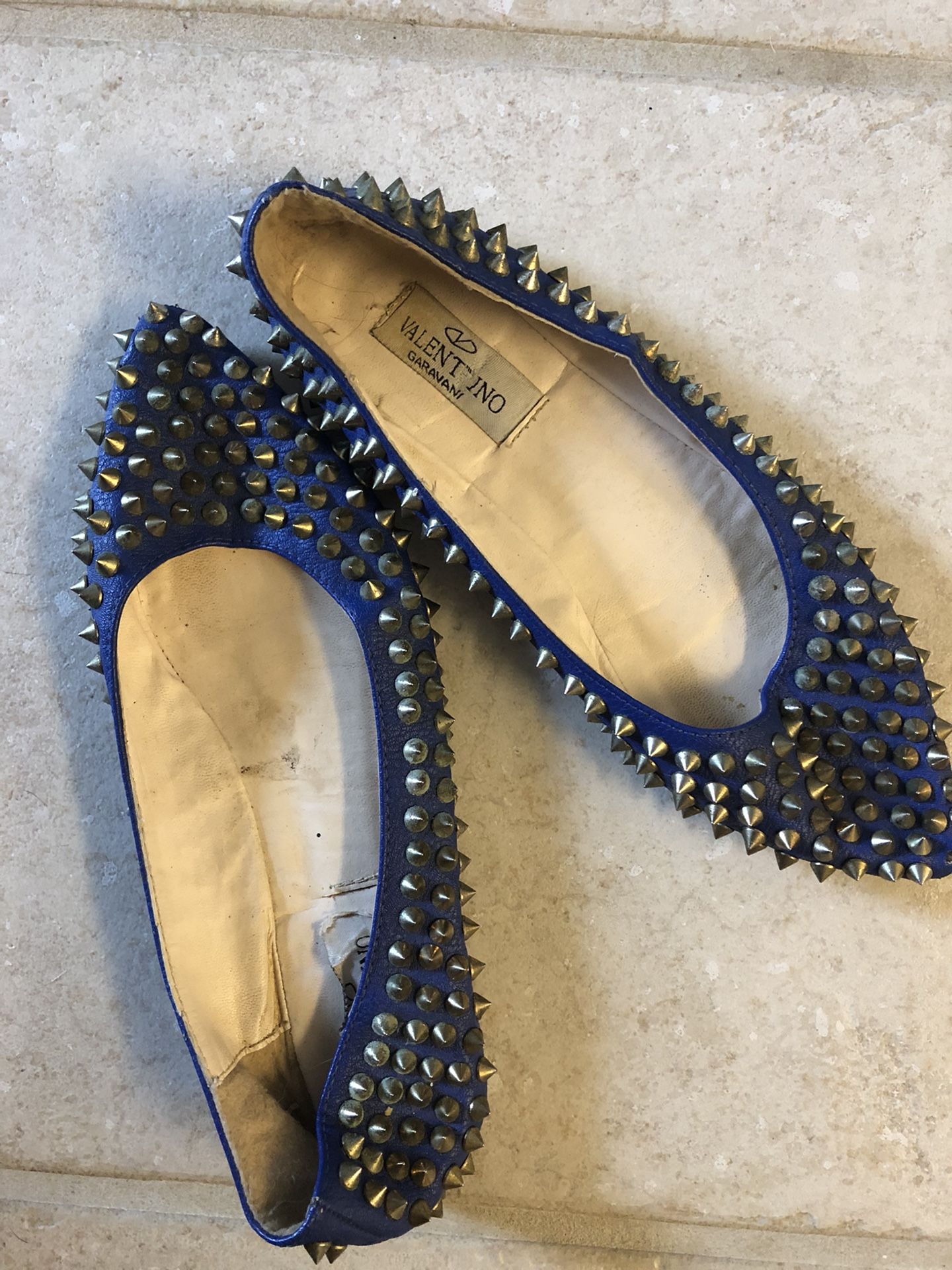 Vintage Valentino Blue Spiked Flats