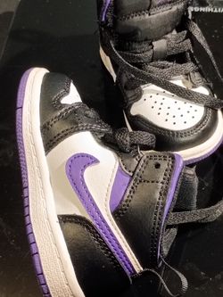 JORDAN 1 MID SE TD BLACK/ DARK IRIS- ( PURPLE) WHITE SIZE 5C