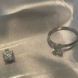 Moissanite Ring and Pendant Set