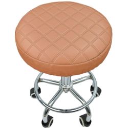 Quilted Waterproof Faux Leather Round Barstool Seat Cover Anti-Slip Padded Bar Stool Cushion 