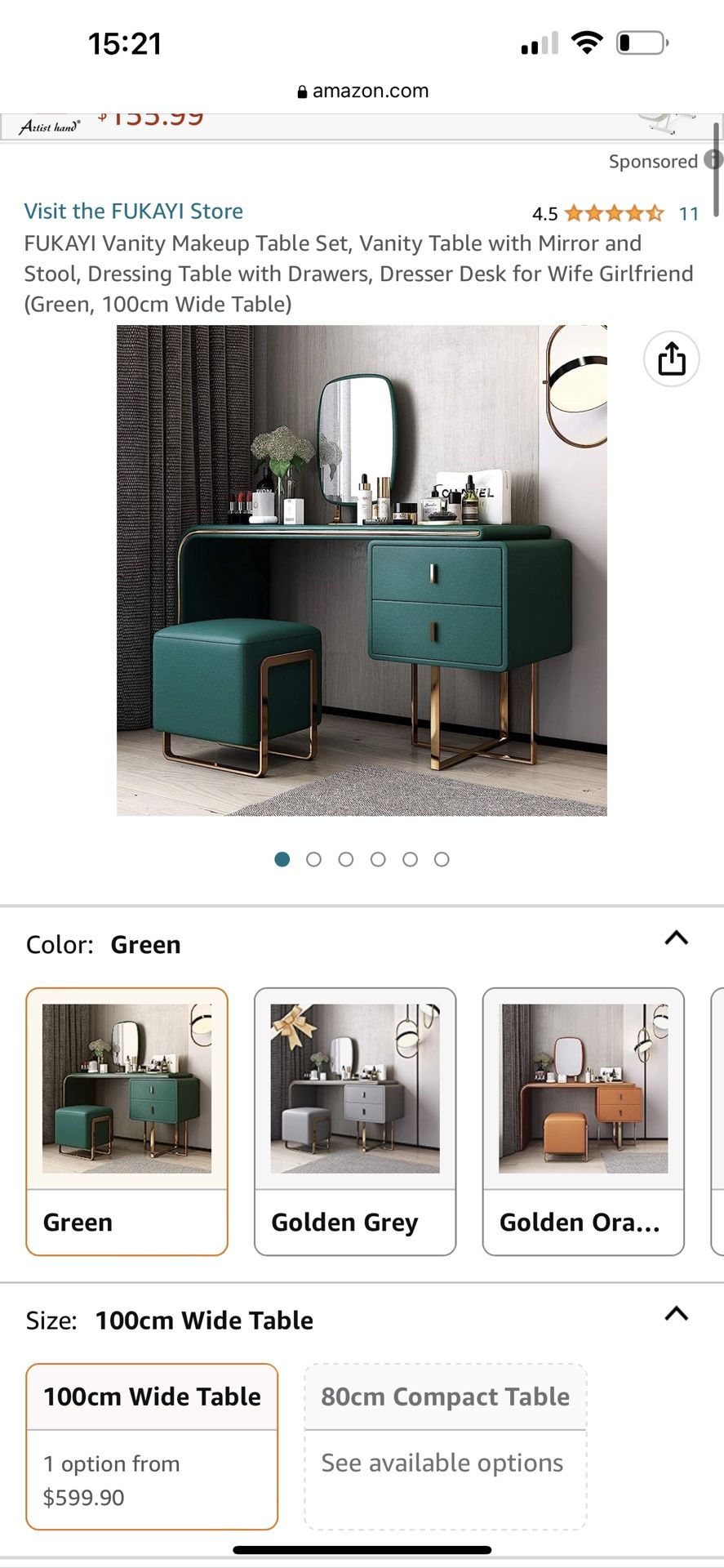 FUKAYI Vanity Makeup Table Set, Vanity Table with Mirror and Stool, Dressing Table with Drawers, Dresser Desk for Wife Girlfriend (Green, 100cm Wide T for Sale in Chandler, AZ - OfferUp FUKAYI Vanity Makeup Table Set, Vanity Table with Mirror and Stool, Dressing Table with Drawers, Dresser Desk for Wife Girlfriend (Green, 100cm Wide T for Sale in Chandler, AZ - OfferUp