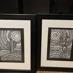 Framed Marker Drawings 