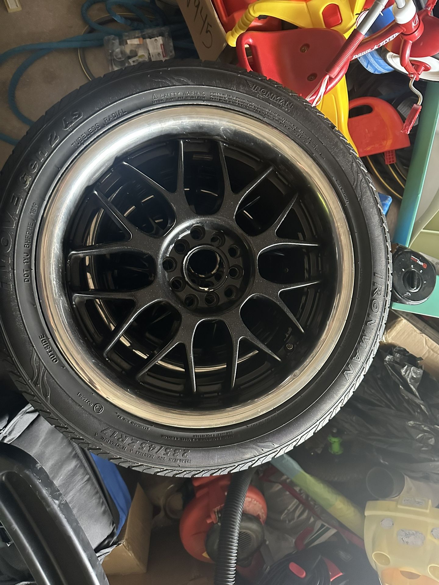 17x7 Black rims with polished lip